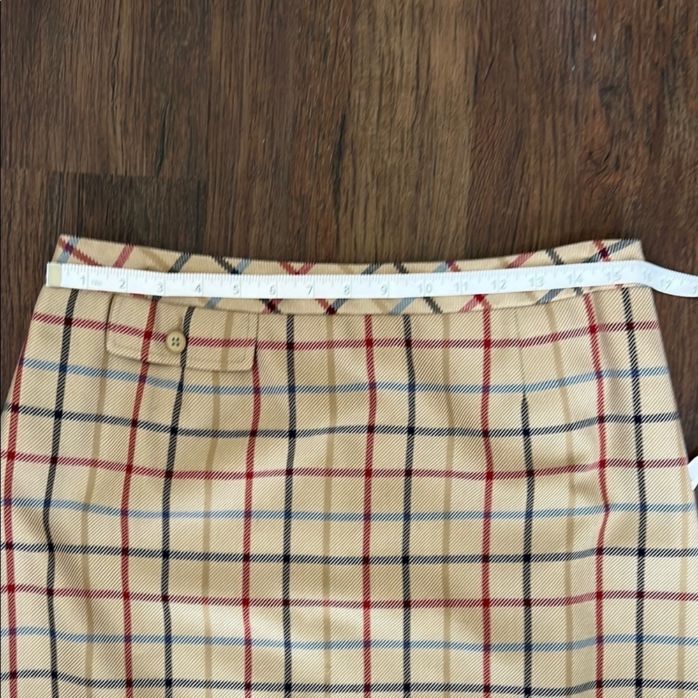 Pendleton Wool Tan, Red, & Blue knee-length pencil skirt  with pocket detail - Picture 5 of 8